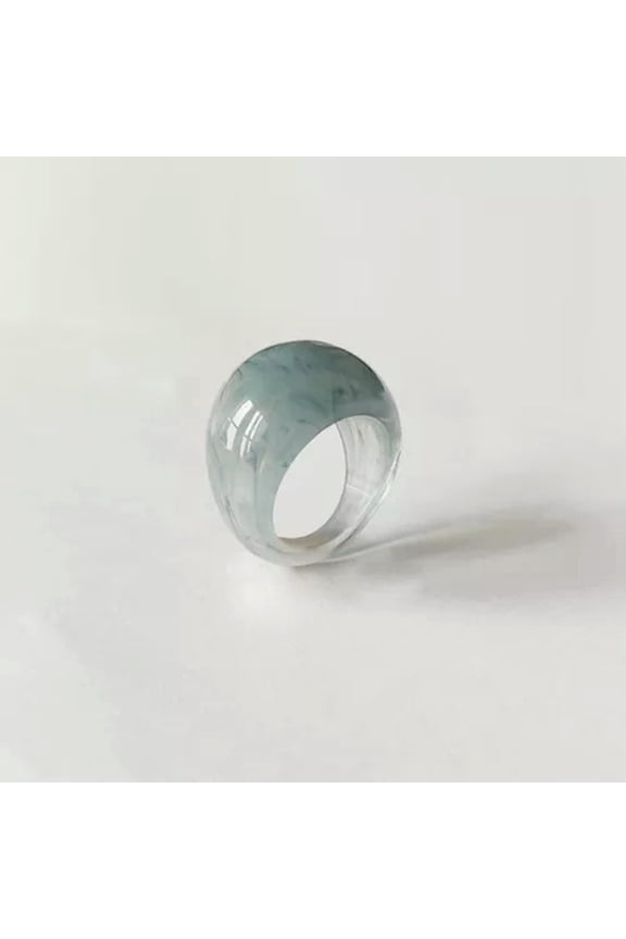 Oval Irregular Ring Transparent Acrylic Ring Water Drop Resin Rings Korean I --cyan