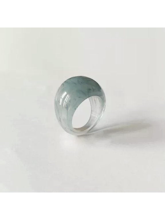 Oval Irregular Ring Transparent Acrylic Ring Water Drop Resin Rings Korean I --cyan