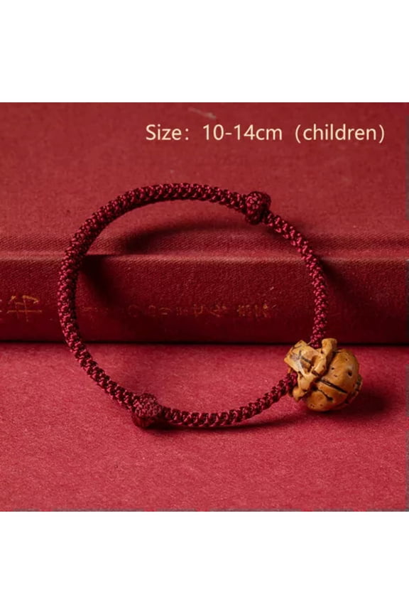 Peach Pit Hand Braided Adjustable Lucky Red Rope Bracelet Baby Blessing Gift-A4