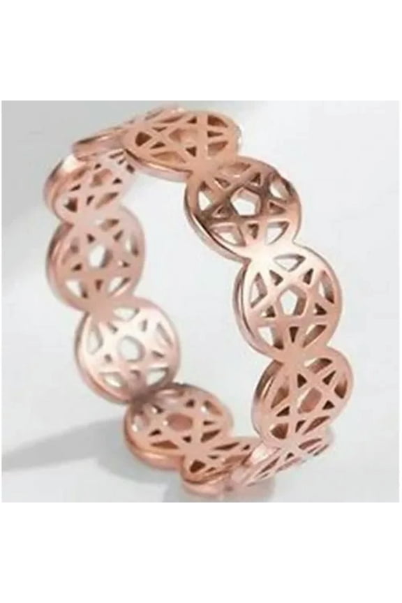 Pentacle Ring Rose Gold PVD Plated Stainless Steel Wicca Pagan Star Band-10