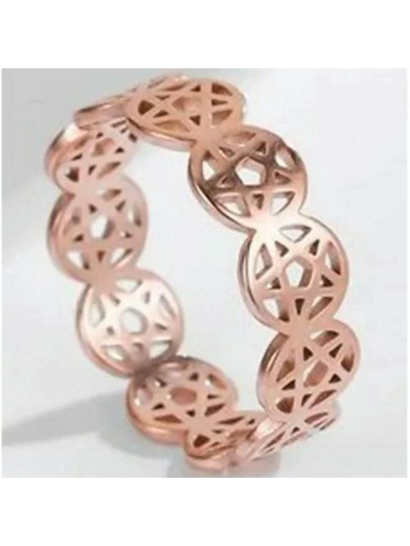 Pentacle Ring Rose Gold PVD Plated Stainless Steel Wicca Pagan Star Band-9