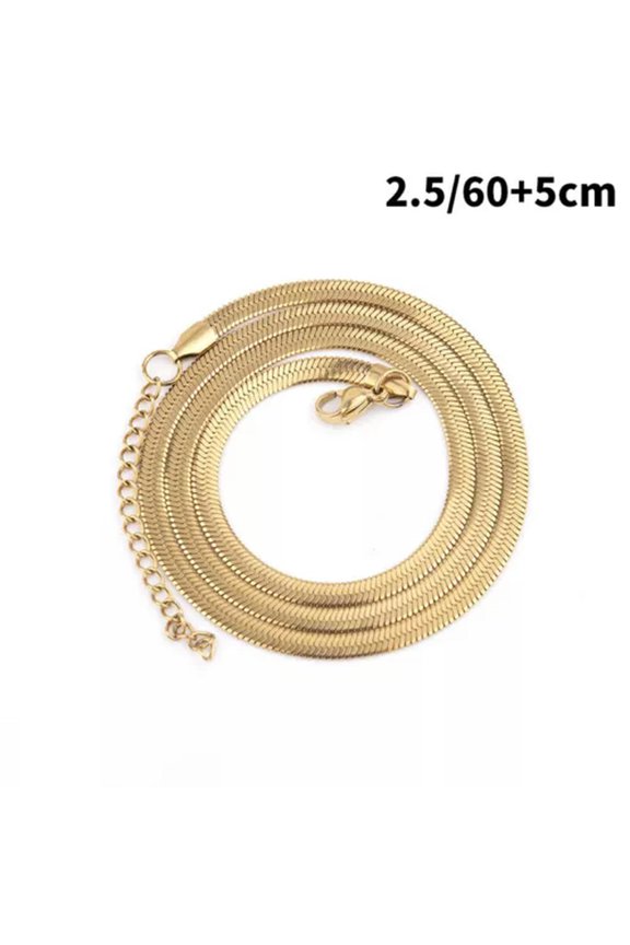 Personality Simple All-Match Clavicle Chain Titanium Steel Flat Snake Bone Chain-Gold-2.5-60CM