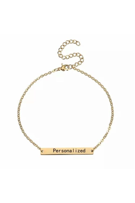 Personalized Bracelet Name Bracelet Custom Engraved Any Name Date Coordinate New-Gold