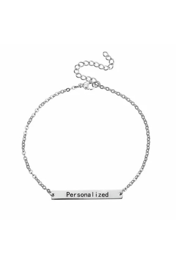 Personalized Bracelet Name Bracelet Custom Engraved Any Name Date Coordinate New-Silver
