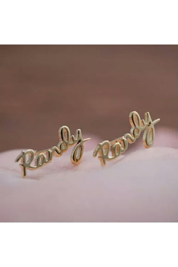 Personalized Custom Name Cursive Name Earring Ear Stud Birthday Valentine's-Gold