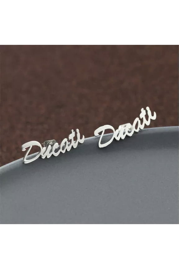 Personalized Custom Name Cursive Name Earring Ear Stud Birthday Valentine's-Silver