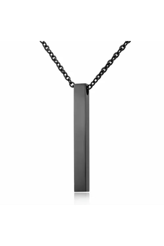 Personalized Custom Name Engraved Stainless Steel Pendant Necklace Chain Jewelry-Black