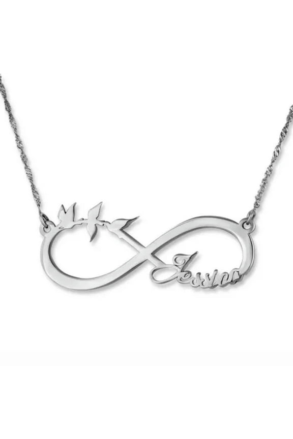 Personalized Customized Stainless Steel Name Pendant Necklace Letter Choker Gift-#5 1~4 Name+Pattern-Silver