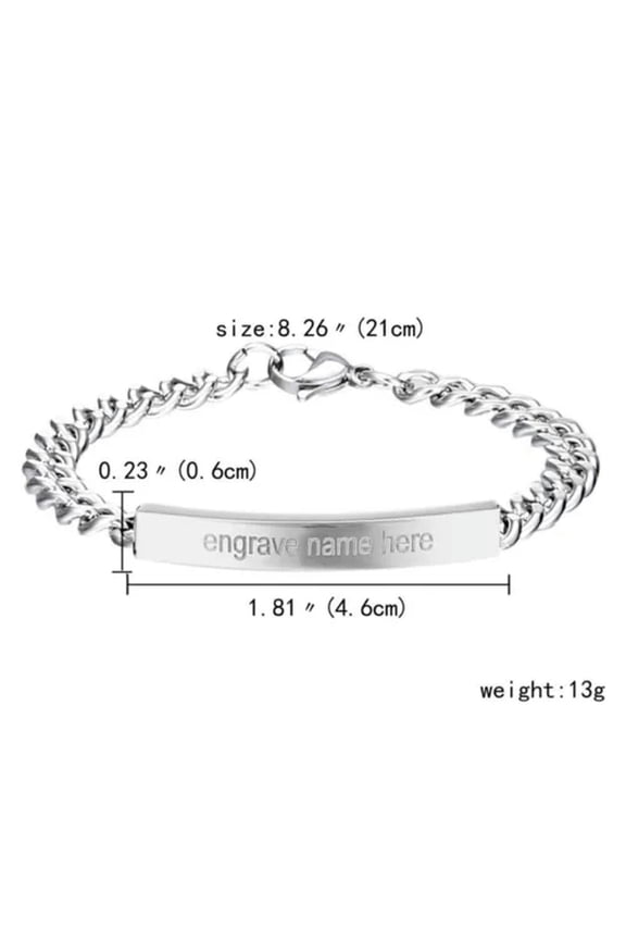 Personalized Stainless Steel Custom Letter Name Date Engraved Bracelet Jewellery-6MM For Women