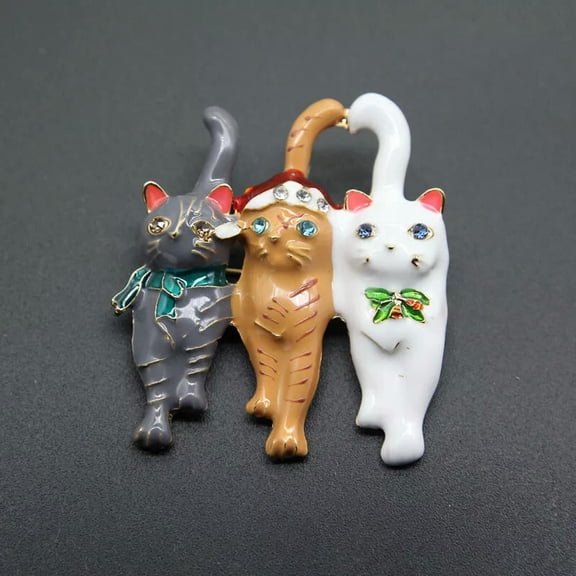 MATROOY Personalized cute oil drop three cats brooch with fashion ladies pin