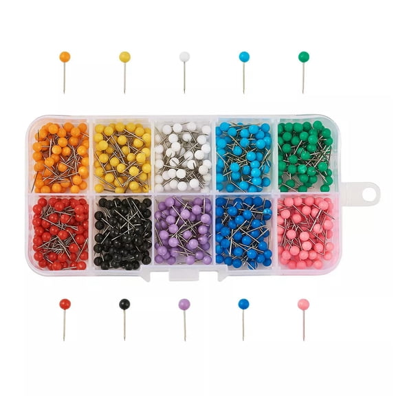 MATROOY Plastic Ball Head Pins Round Head Tack Map Push Steel Pins Multicolor 600pcs/box