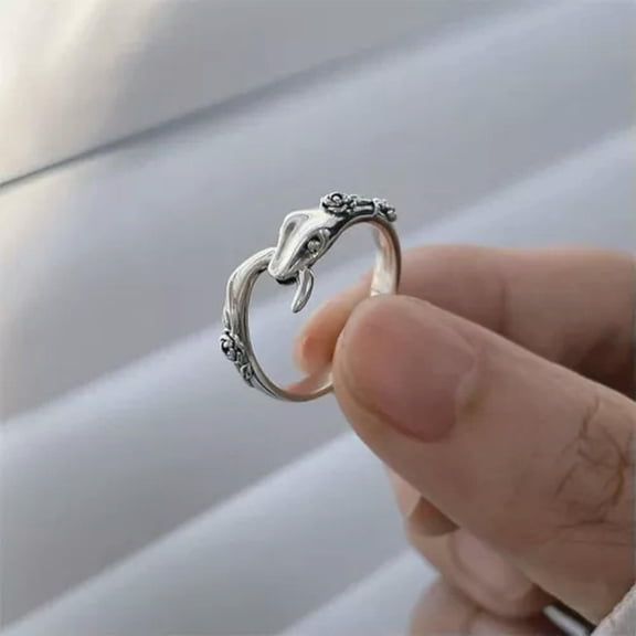 MATROOY Popular Jewelry Serpentine Ring Snake Ring Punk Vintage Copper Open Ring-1