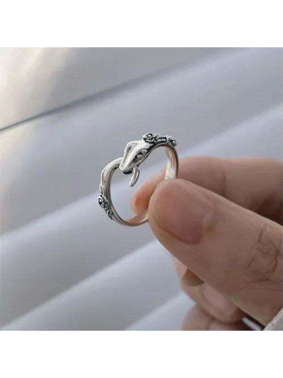 Popular Jewelry Serpentine Ring Snake Ring Punk Vintage Copper Open Ring-1
