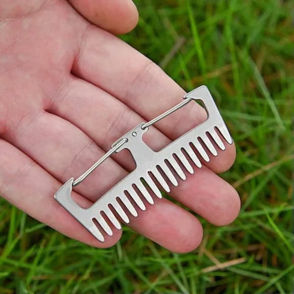 MATROOY Portable Titanium Ti Antistatic Comb Unique Pocket Comb Hair Beard Keychain Comb