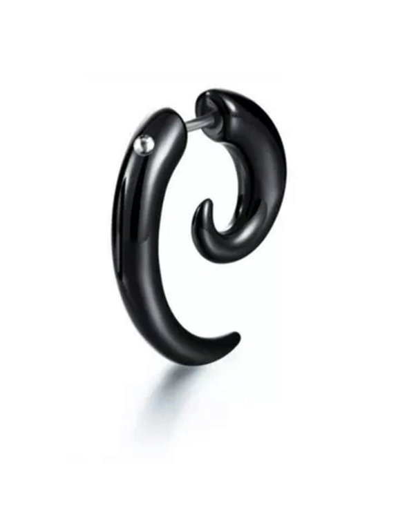 Punk Acrylic Spiral Horn Gauge Fake Cheater Stretcher Ear Plug Earrings 1pc•-black-8mm