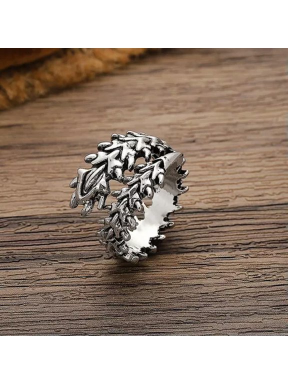 Punk Open Ring Retro Gothic Spine Shape Geometric Finger Ring Adjustable-Silver-Resizable