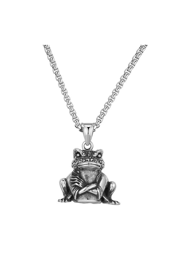 Punk Stainless Steel Jewelry 3D Design Toad Animal Frog Pendant Necklace