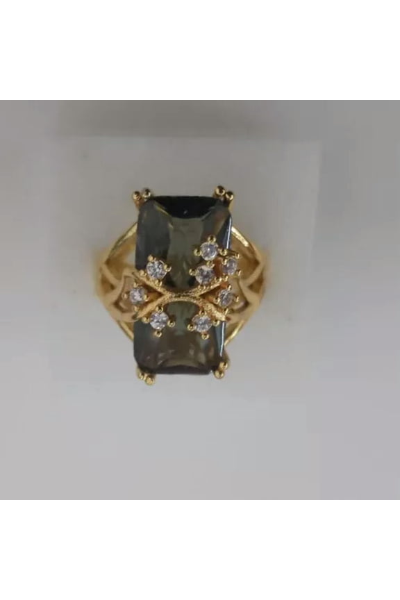 Punk Vintage Rings Finger Rings Gold Gem Plated Black Gemstone Ring-6