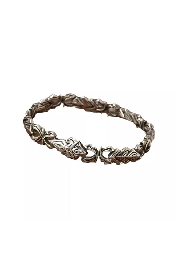 Pure S925 Sterling Silver Bracelet Men Women Bless Dragon 8.66in Bangle 33g