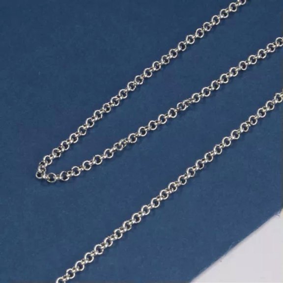 MATROOY Pure S925 Sterling Silver Chain 2mm Circle Rolo O Link Necklace 17.7'' / 3.5g