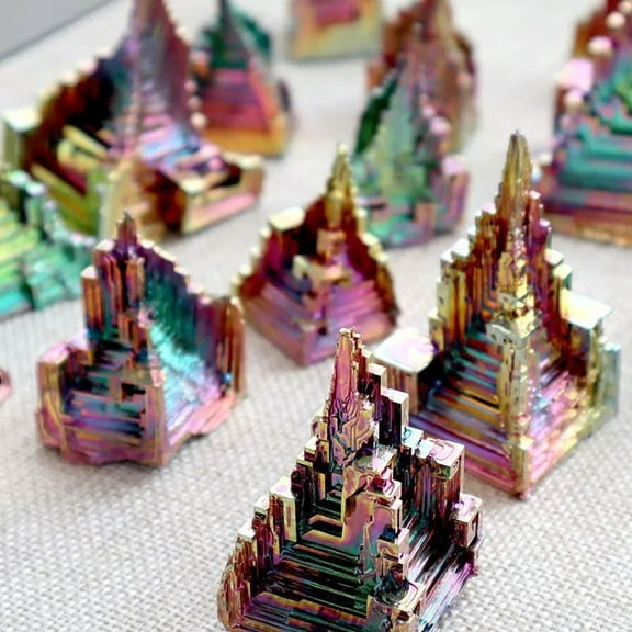 MATROOY Rainbow Bismuth Crystal Healing Cluster Chunks Mineral Rocks Specimen Home Decor