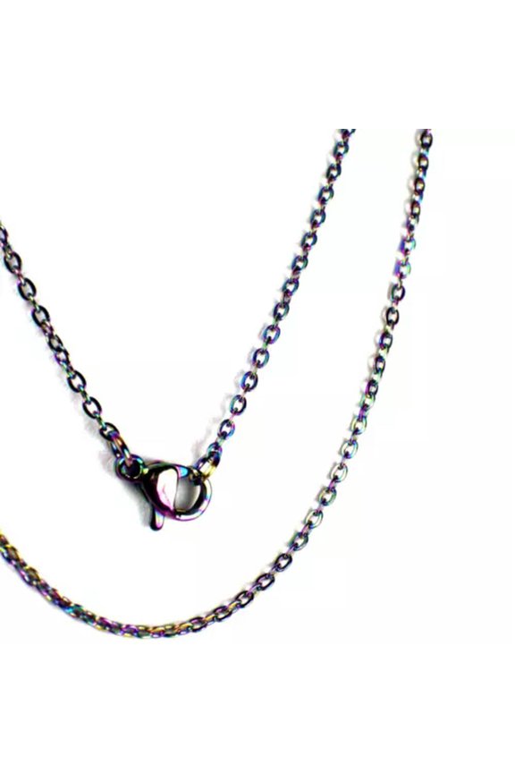 Rainbow Cable Chain Necklace Stainless Steel 16-24-inch Womens Mens Non-Binary-24-inch length