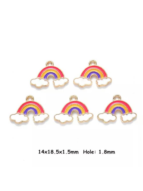 Rainbow Cloud Pendant Colorful Enamel Charms Assorted Alloy Metal Jewelry-Rainbow #03 - Golden Tone-100 pieces