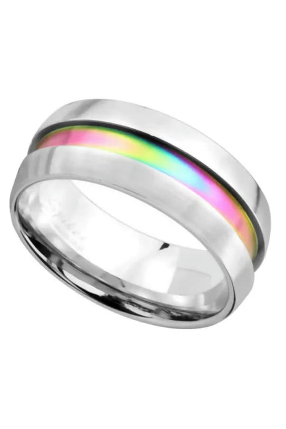 Rainbow Ring Stainless Steel Promise Handfasting Pride Wedding Band 8mm Sz 10-13-12