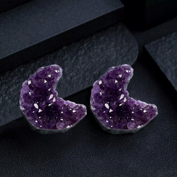 MATROOY Raw Rough Crescent Moon Shape Amethyst Crystal Cluster Geode Chunks Rocks Gift