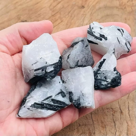 MATROOY Raw Rough Tourmalinated Quartz Stone Chunk Healing Mineral Rock Specimen 1PC