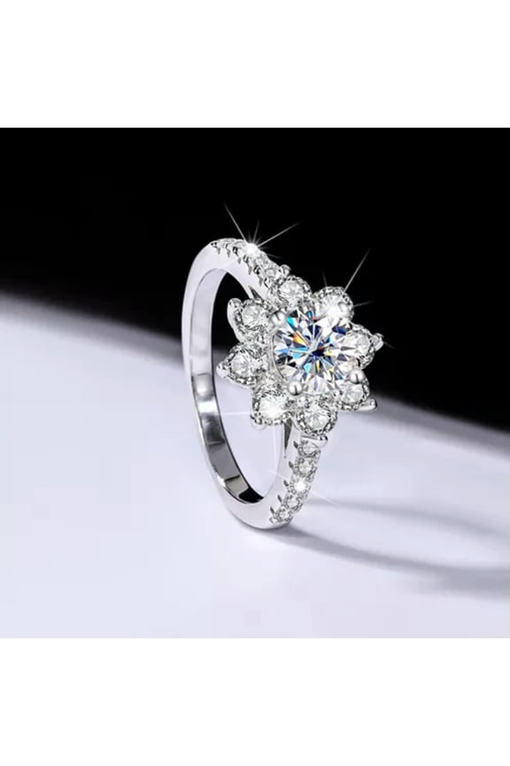 Real 1 CT D Color VVS1 Moissanite Rings Women S925 Sterling Silver Flower Rings-7