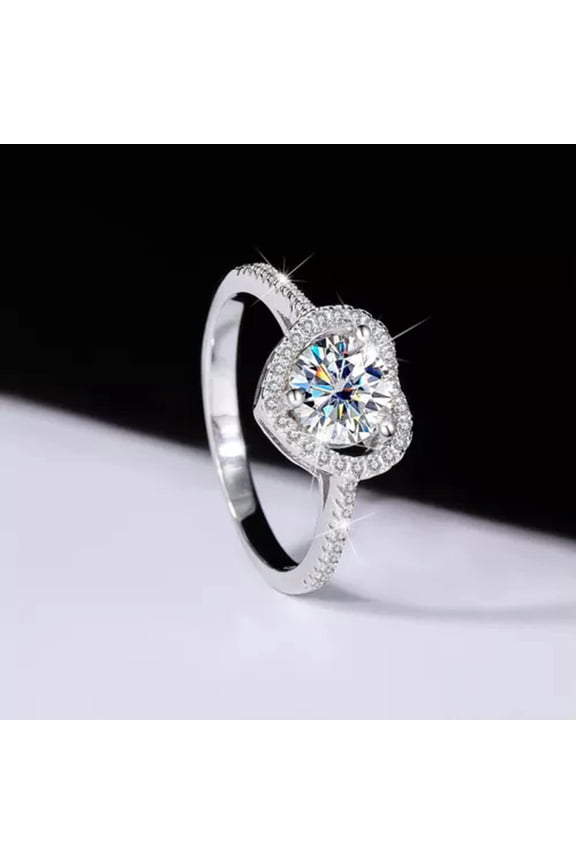 Real 1 CT D Color VVS1 Moissanite Rings Women S925 Sterling Silver Heart Rings-9