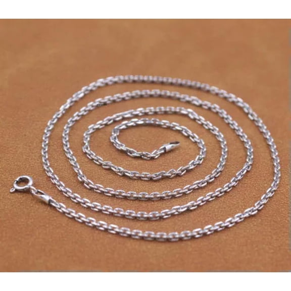 MATROOY Real 925 Sterling Silver Chain Men Women Square O Link Necklace 7g/23.6inch