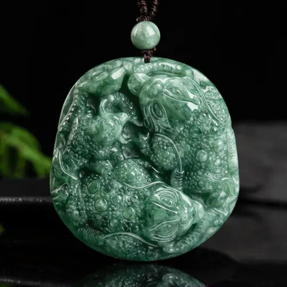 MATROOY Real Grade A Jade Jadeite Men Women Lucky Double Wealth Coad Pendant