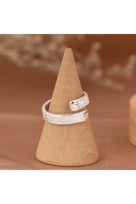 Real Solid 925 Sterling Silver Band Women Lucky Hammer Open Adjustable Ring