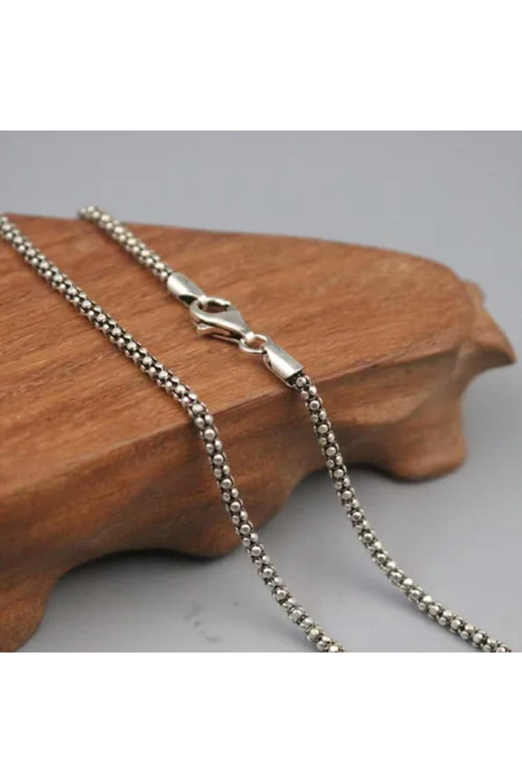 Real Solid 925 Sterling Silver Chain 2.5mm Popcorn Lantern Necklace 18-32inch-32inch
