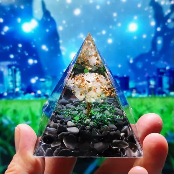 MATROOY Reiki Energy Healing Large Chakra Orgone Orgonite Crystal Obsidian Pyramid Gift-5cm