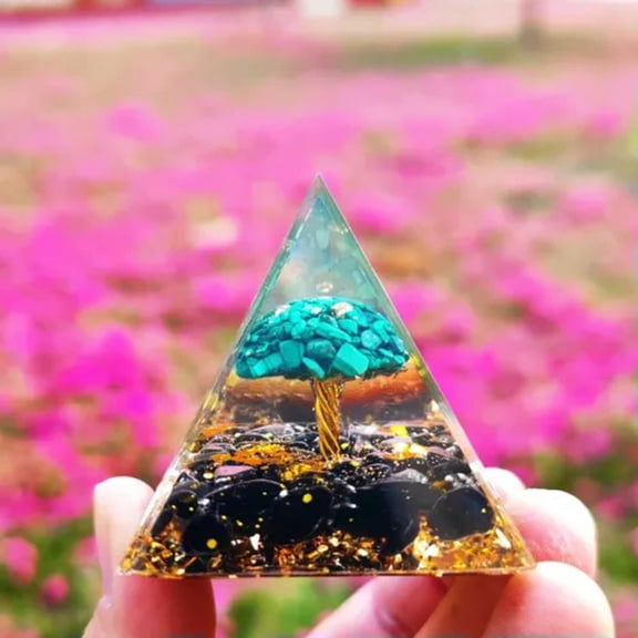 MATROOY Reiki Energy Healing Large Chakra Orgone Orgonite Malachite Obsidian Pyramid-5cm