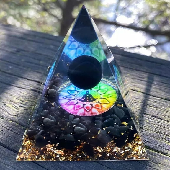 MATROOY Reiki Energy Healing Large Chakra Orgone Orgonite Obsidian Crystal Pyramid