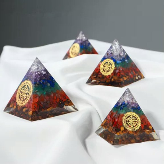 MATROOY Reiki Energy Healing Large Chakra Orgone Orgonite Quartz Crystal Pyramid-4cm