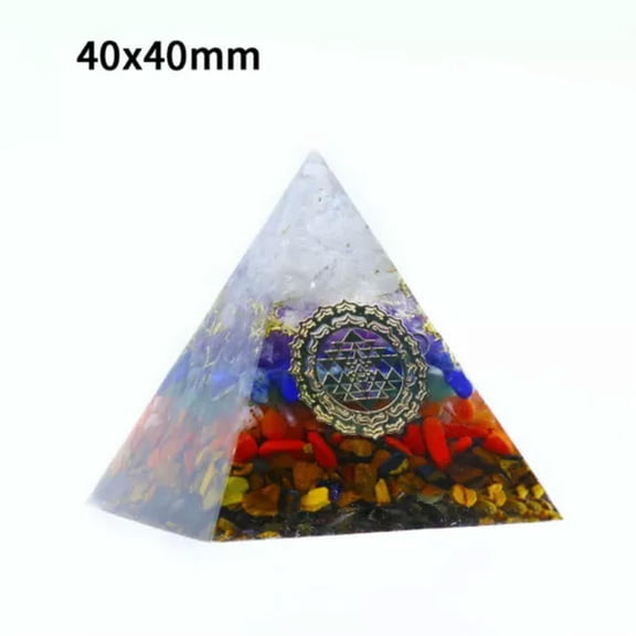 MATROOY Reiki Energy Healing Seven Chakra Orgone Orgonite Clear Quartz Crystal Pyramid-40x40mm