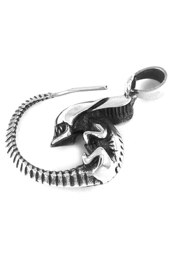 Requiem Alien Necklace Silver Stainless Steel UFO Xenomorph SciFi Pendant