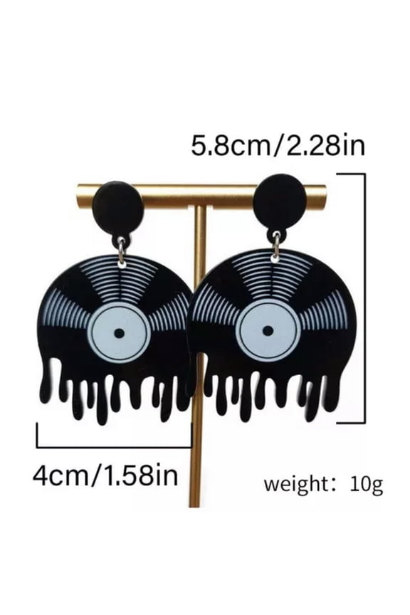 Retro Acrylic Record Fruit Cat Earrings Ear Hoop Drop Dangle Women Jewelry Gift-1.record