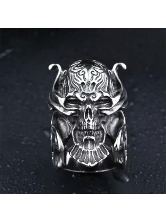 Retro Japanese Samurai Garo Helmet Ring Men Stainless Steel Warrior Mask Punk-Style B-12