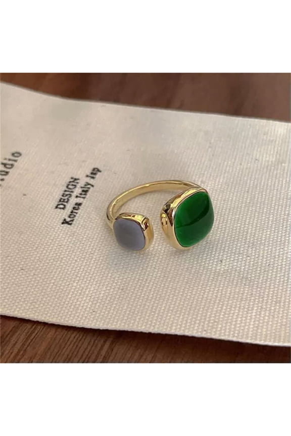 Retro Romantic Matching Drop Glaze Gold Color Open Rings Women Fashion Jewel WY4-F