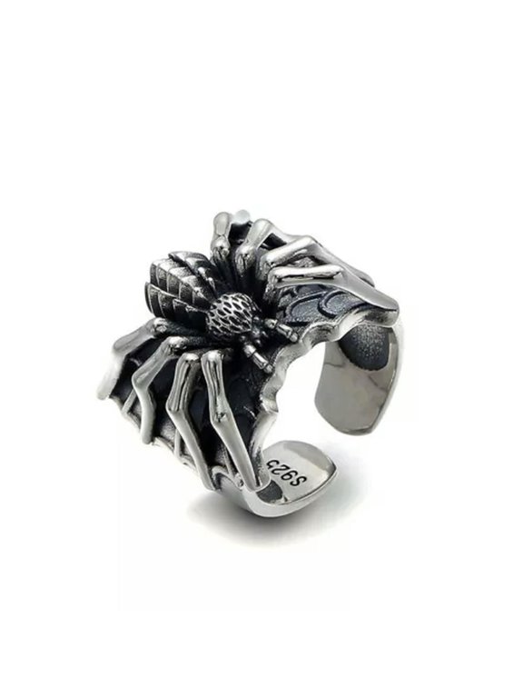 Retro Spider Animal Sliver Plated Open Ring Women Punk Jewelry Lizard Gift New-Spider
