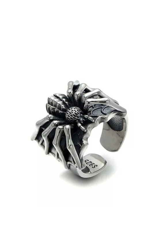 Retro Spider Animal Sliver Plated Open Ring Women Punk Jewelry Lizard Gift New-Spider