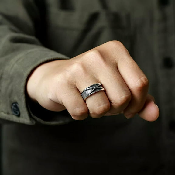 MATROOY Retro Time Space Goku Black Ring Punk Gothic Open Ring For Men