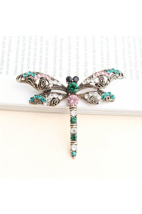 Rhinestones Encrusted Crystal Glass Dragonfly Brooch Personalised Insect Pin