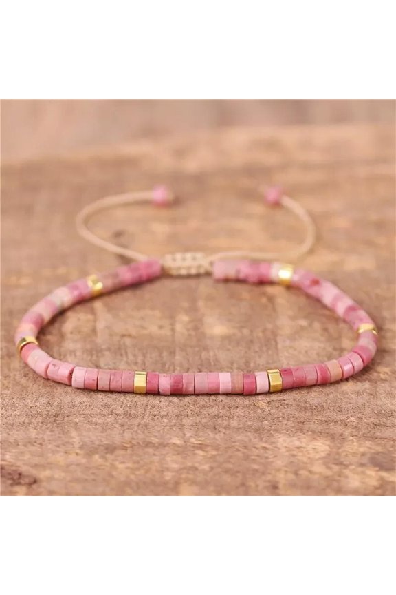 Rhodonite 4mm Bead Healing Reiki Protection Dainty Handmade Women Bracelet Gift